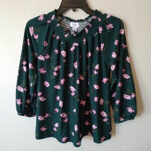 Old Navy Girls XL Green Floral Top